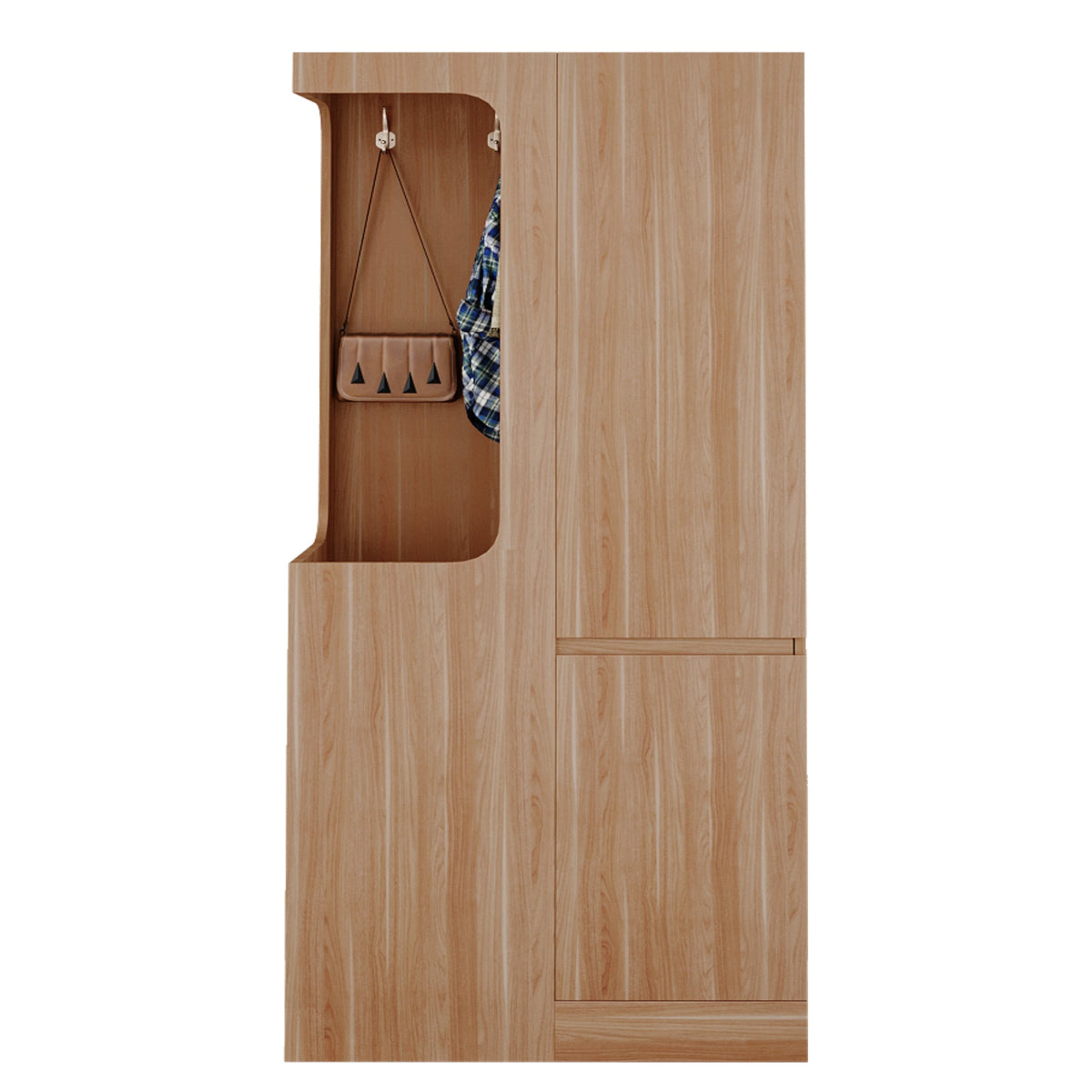 Wardrobe 70x40x170cm Drawers Storage Single Door, Wood Color