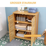 Bathroom Cabinet, 2 Slatted Doors 2 Shelves 68x32x86cm, Bamboo Natural