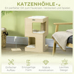 Cat Barrel, 2 Levels with Toys, Natural + Light Grey