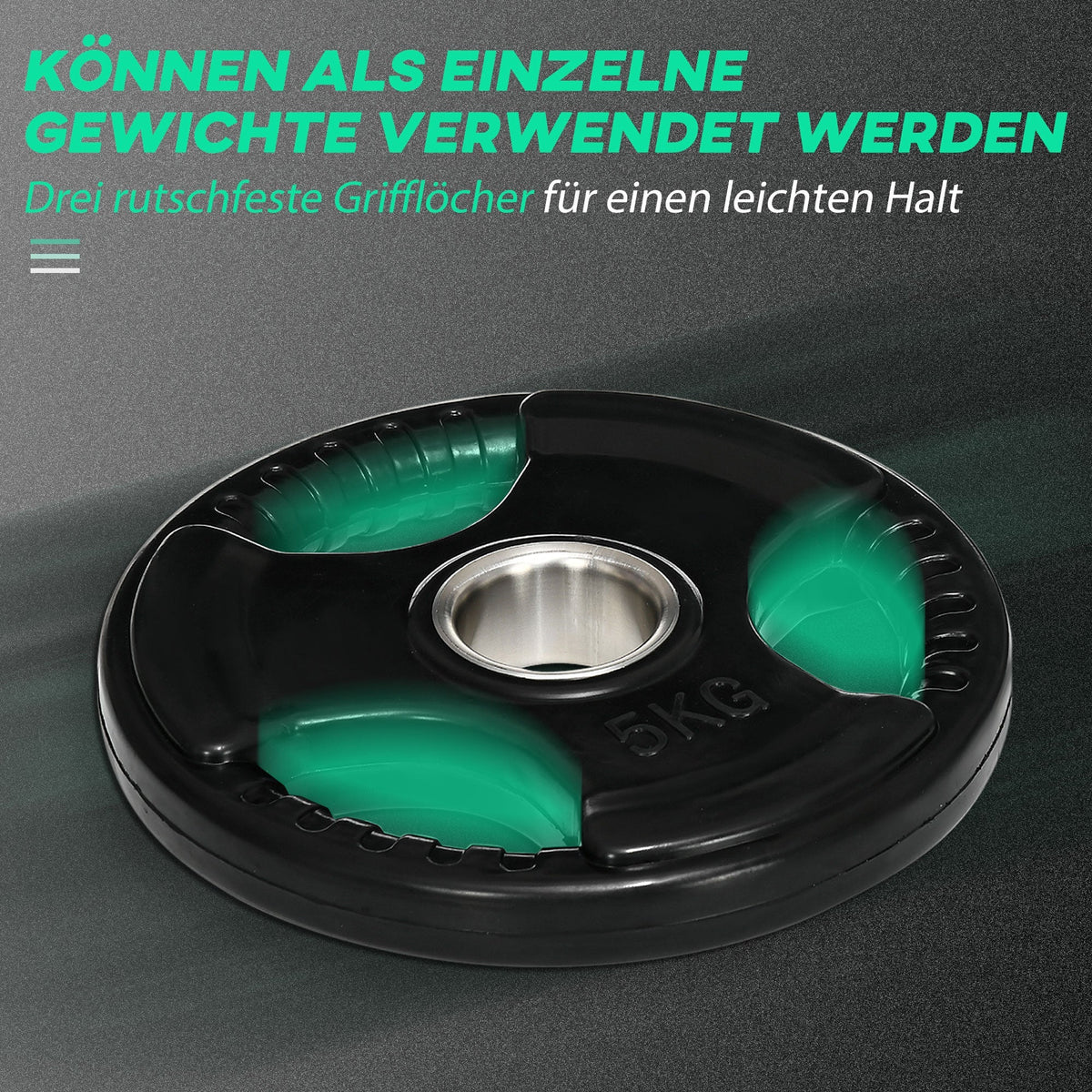 Weight Plates Tri-Grip 2x5KG, floor-friendly, three handles, Rubberized