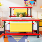 Metal Platform Bed with Drawers and Sturdy Steel Construction, 90x200cm, Red Metal