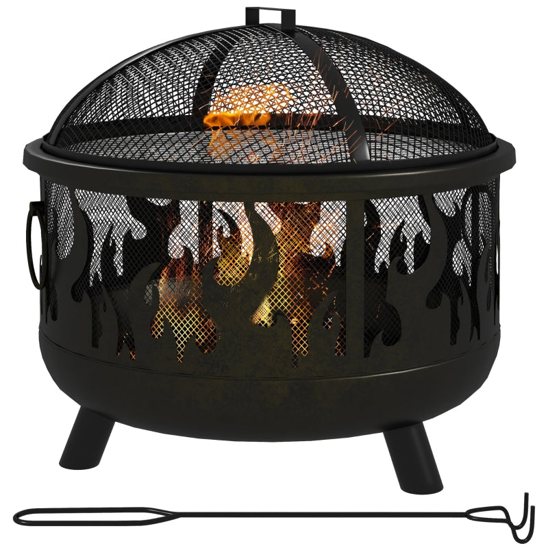 Fire Bowl, Spark Guard & Poker, Ø61.5 cm, Black