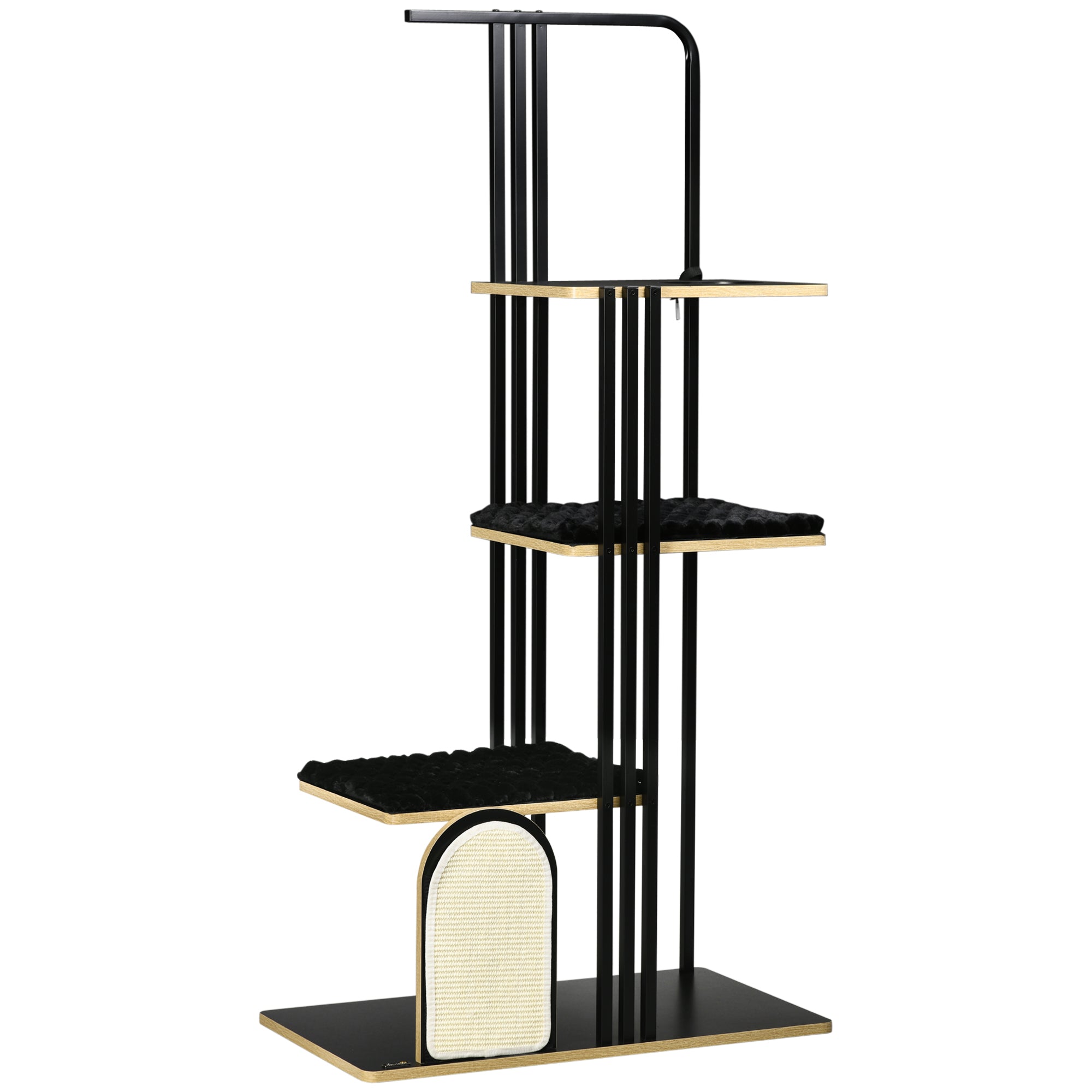 Cat Tree Large 170cm Cushion 3 Platforms Steel Black