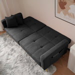 Sofa Bed, Adjustable Angle with Cushions & Storage Pockets, Golden Legs