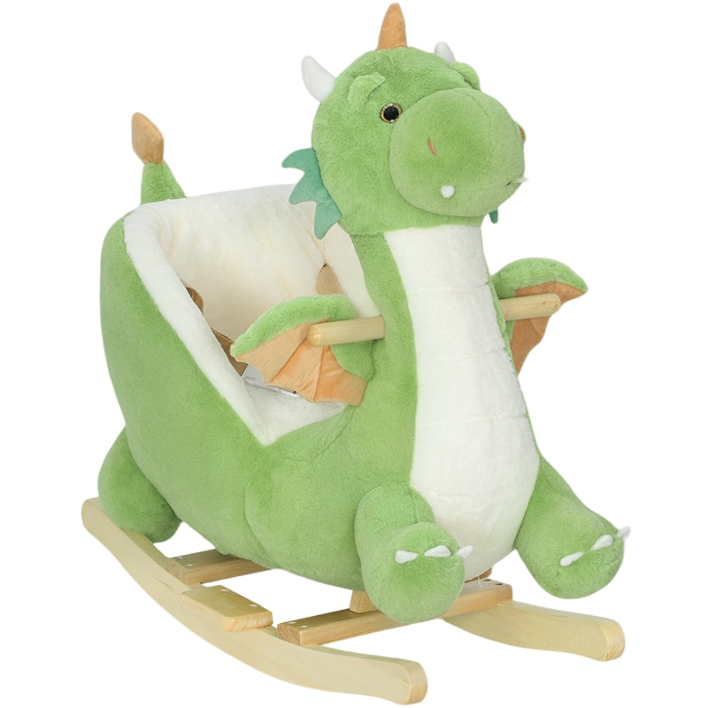 Dinosaur Rocking Animal with Interactive Sounds and Wooden Frame, Green