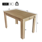 Contemporary Dining Table, Rectangular 4-Leg Sturdy Coffee and Leisure Table, Oak Wood