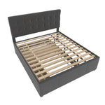 Upholstered Double Bed with 3 Drawers and Extendable Bed, 140x200cm, Grey