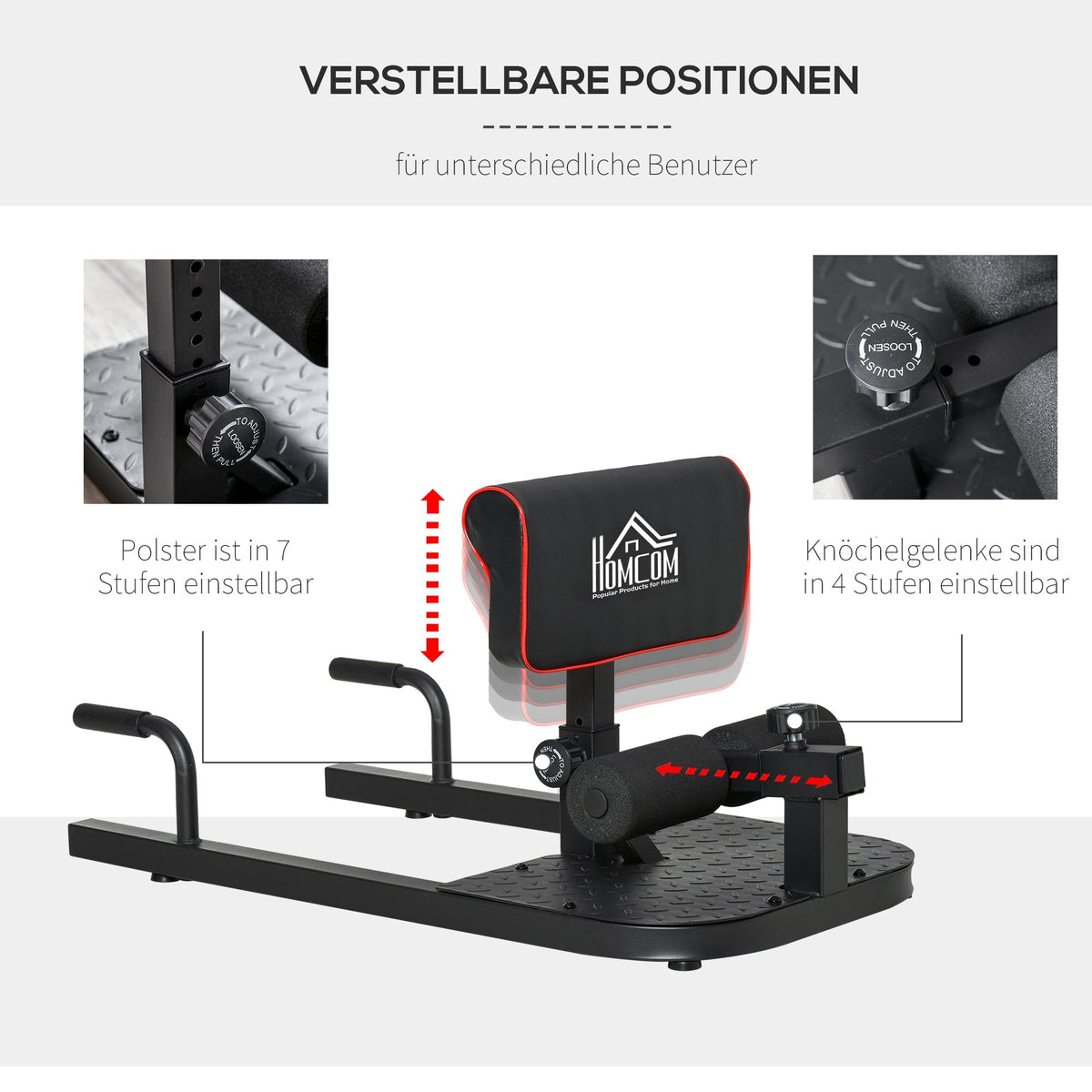 Sissy Squat Trainer, 3-in-1 Adjustable, Steel Black