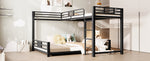 L-shaped Bunk Bed 90x200 over 140x200, Metal, Black
