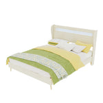 Upholstered Bed with LED Headboard & Mattress 140x200 cm, Beige