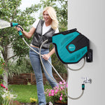 DURHAND Wall-Mounted Hose Reel, 15m Multi-Spray 180° Swivel, Plastic Green Black