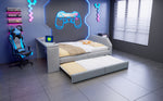Children's Bed 140x200 with Desk & Guest Bed in Grey Velvet