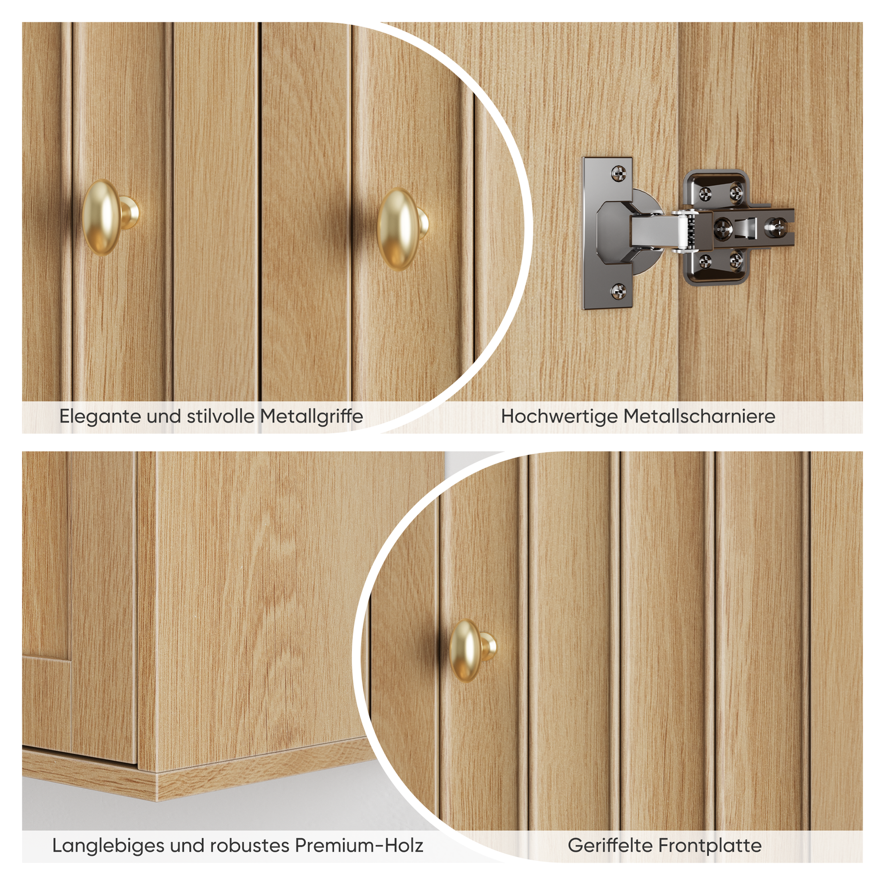 Wall-Mounted Bathroom Cabinet, Two-Door Medicine Cabinet with Vertical Groove Design, Oak