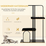 Cat Tree with Cushion, Scratching Board, 2 Platforms, Steel Black