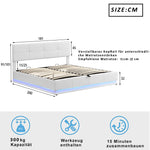 Upholstered Bed 180x200cm Hydraulic Storage LED Faux Leather - White