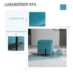 Footstool, Padded Footrest, Polyester & Steel, Turquoise