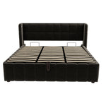 Upholstered Double Bed with LED, USB & Storage, 160x200, Linen