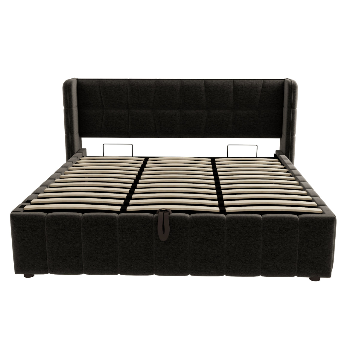 Upholstered Double Bed with LED, USB & Storage, 160x200, Linen