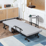 Folding Guest Bed, Adjustable Backrest, Wheels, Steel Frame, Light Grey/Black, 190x76x33cm