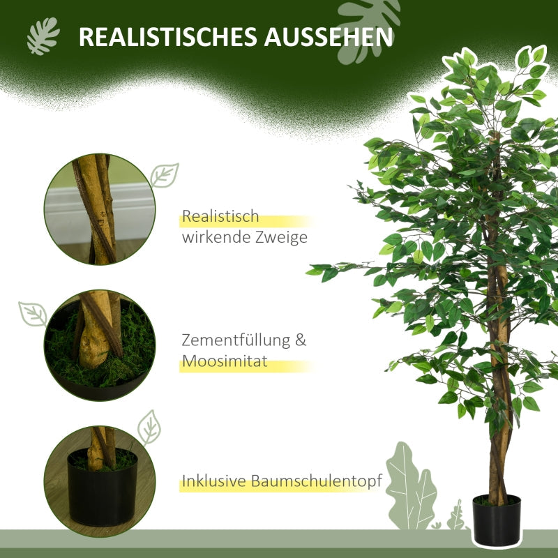 Ficus Tree Artificial Plant, Lifelike 150cm, Green