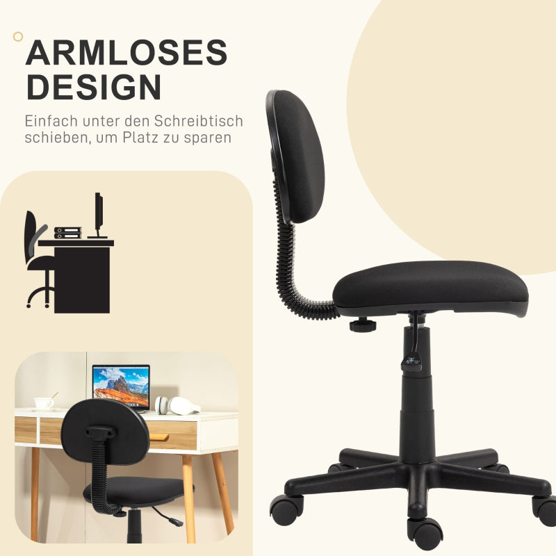 Office Chair Ergonomic Desk, Height-Adjustable Swivel, Black Fabric