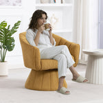 360° Swivel Chair with Ergonomic Cushions and Wraparound Armrests, Mustard Yellow
