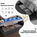 Daybed Sofa Bed 90x200cm with Storage & LED, Grey Linen