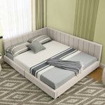 Double Bed 140x200cm High Backrest, Velvet Beige