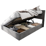 Upholstered Storage Bed with Chesterfield Headboard and Drawers, 140x200cm, Grey Velvet