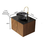 Wall-Mounted Bathroom Vanity Unit with Ceramic Bowl and Sintered Stone Countertop, Espresso Wood Grain