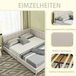 Double Bed 140x200cm High Backrest, Velvet Beige