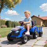 Electric Children's Tractor with Remote Control and Soft Start, Blue