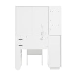 Illuminated Dressing Table with Mirror and Stool, Adjustable Brightness and Storage Drawers, White