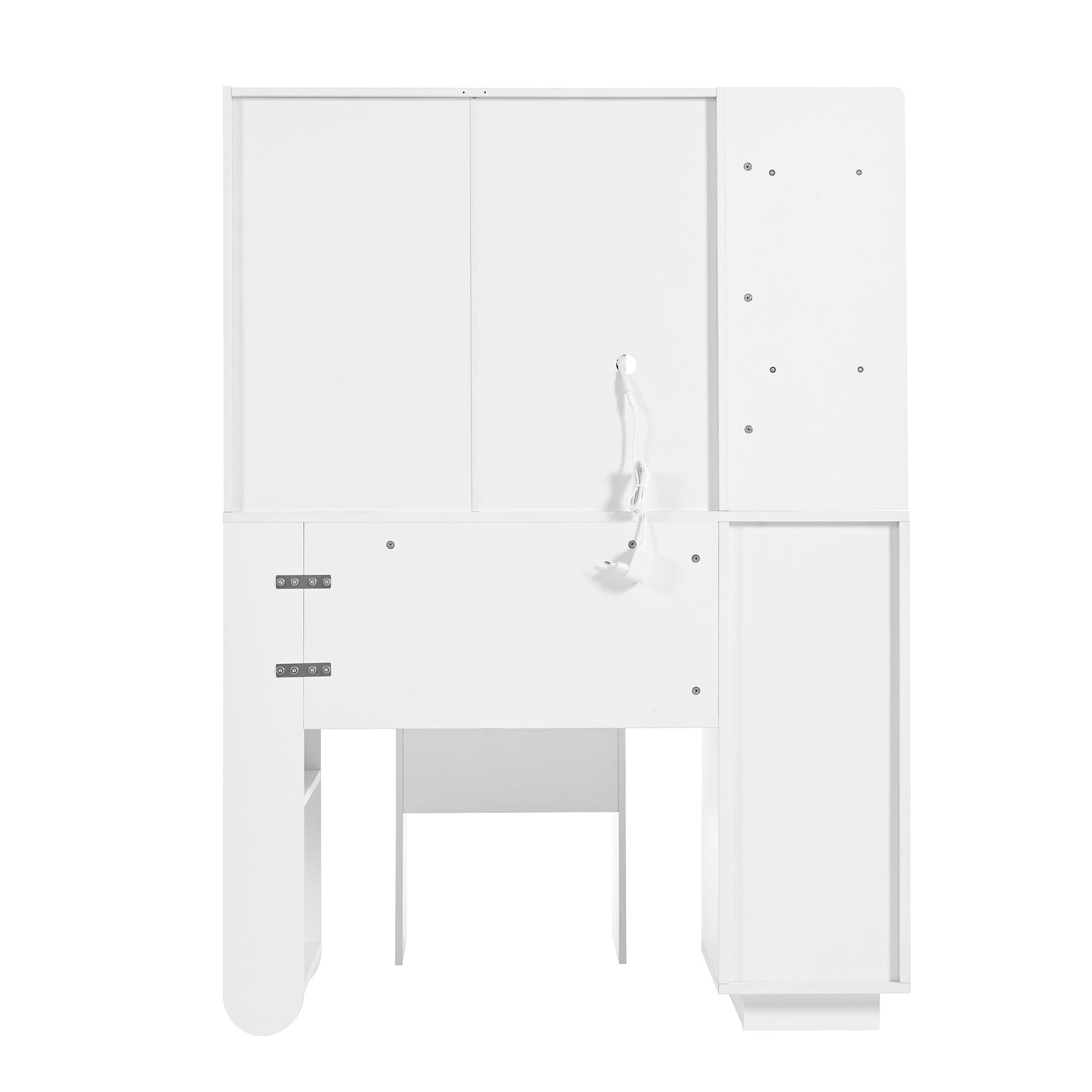 Illuminated Dressing Table with Mirror and Stool, Adjustable Brightness and Storage Drawers, White