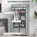 Fabric Wardrobe 5 Compartments, Clothes Rail, Light Grey