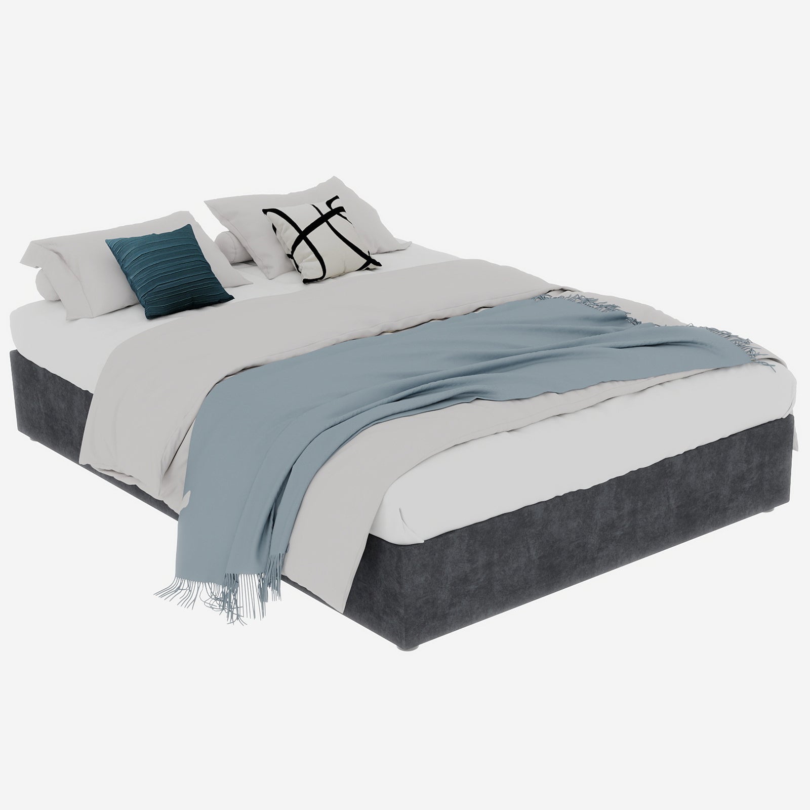 Bed Frame 160x200CM Gas Lift Storage Gray Dutch Velvet