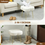 Footstool, Cloverleaf Shape, Fabric, Cream White