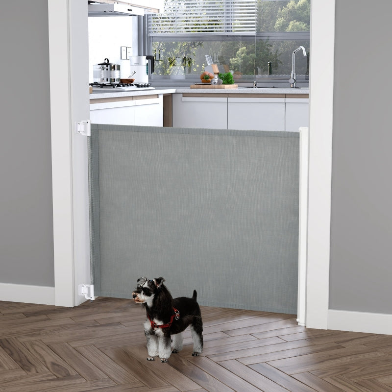Stair Gate, Adjustable Safety Barrier, Metal Plastic Grey