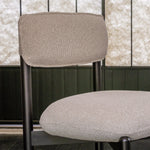 Wooden Chair Frank, Upholstered Seat, Black/Beige