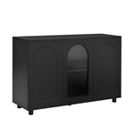 Sideboard U-Shaped Glass Door Rebounder Design - Black