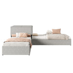 Corner Bed with Trundle & Storage, 90x200 cm, Grey Linen