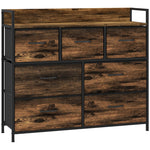 Chest of Drawers, 7 Fabric Drawers, Anti-Tip, Brown MDF
