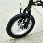 Kids' Scooter with 12-Inch Pneumatic Tires and Kickboard, Aluminum, Black