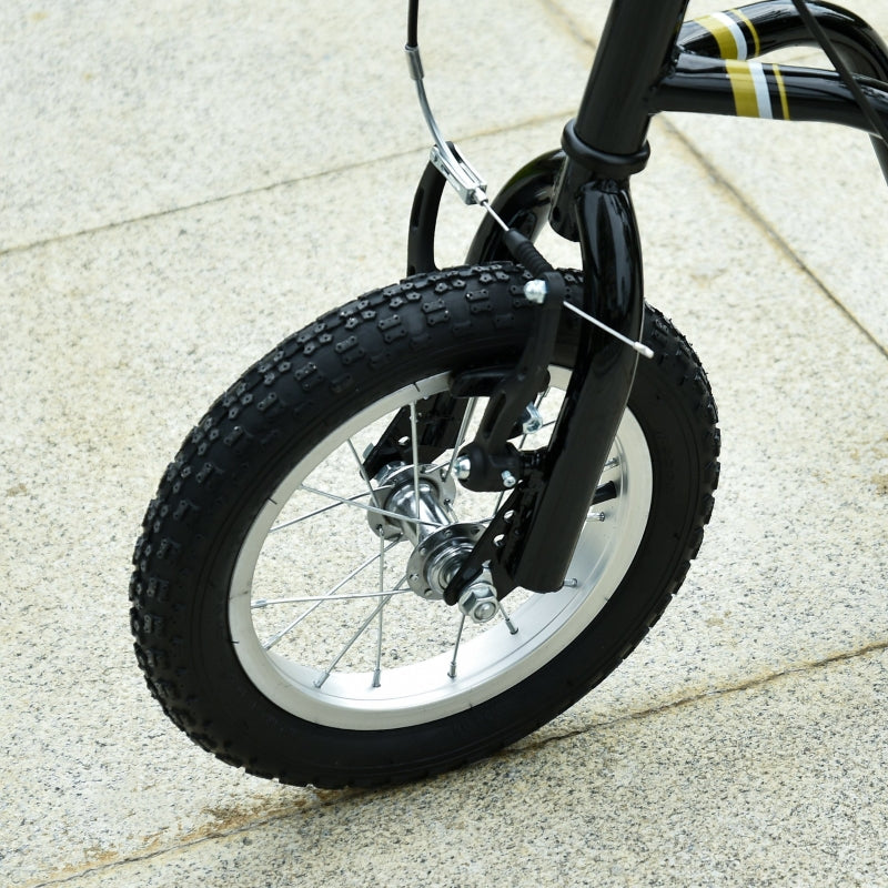 Kids' Scooter with 12-Inch Pneumatic Tires and Kickboard, Aluminum, Black