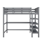 Loft Bed 140x200cm Storage Compartments Desk - Grey