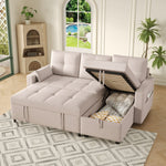 Modern L-shaped Sofa Modular Sofa Bed Pull-out with Storage & Cup Holder, Living Room