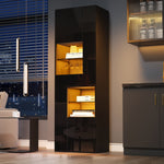 Display Cabinet 55x38x170cm Tall with LED Light, High-Gloss Black