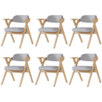 Set of 6 Folding Dining Chairs, Solid Wood and Breathable, Grey Linen