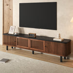 Modern Low TV Cabinet 190cm with Sliding & Mesh Doors