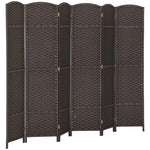 6-Panel Room Divider, Foldable Privacy Screen, Home Office, Brown